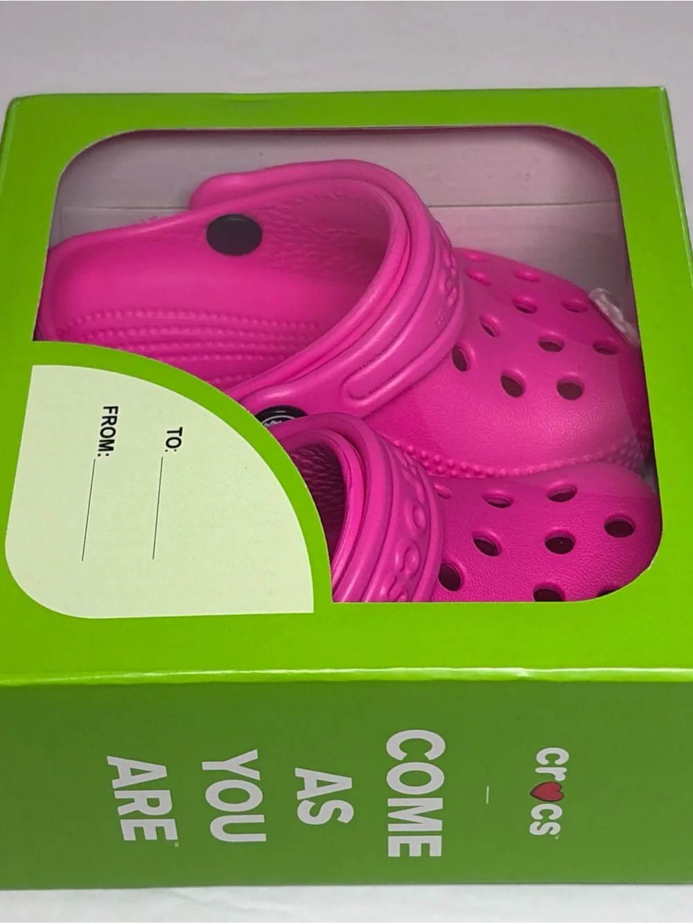 CROCS Littles Toddler Hot Pink Slip On Back Straps Clog Shoes Sz C2/C3 NWT